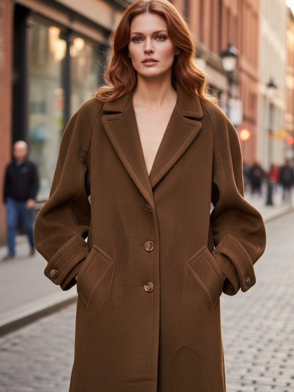 Vintage Hermes Brown Long Single-Breasted Coat - Size Large
